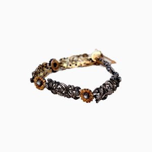 Gold and Silver Bracelet with Brilliant-Cut Diamonds and Flakes
