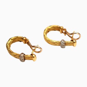 Orecchini in oro bicolore con diamanti taglio brillante, set di 2