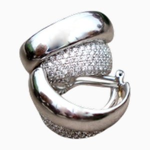 Double-Sided 18 Karat White Gold Earrings with Diamonds, Set of 2