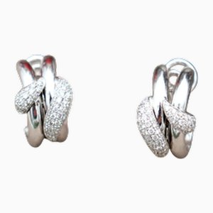 18 Karat White Gold Earrings with Brilliant-Cut Diamonds, Set of 2
