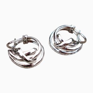 18 Karat Gold Earrings with Brilliant-Cut Diamonds, Set of 2