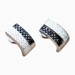 18 Karat White Gold Earrings with Diamonds, Set of 2