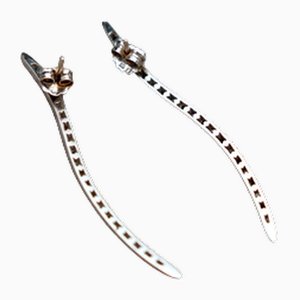18 Karat Gold Earrings with White and Black Diamonds, Set of 2