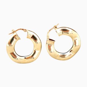 18 Karat Gold Hoop Earrings with Wavy Reliefs, Set of 2