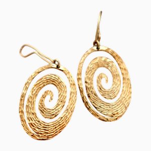 Hammered 18 Karat Gold Earrings with Cutouts, Set of 2
