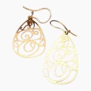 18 Karat Gold Earrings with Cutouts, Set of 2
