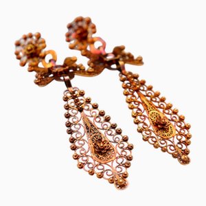 18 Karat Gold Earrings in the Shape of an Olive Leaf, Set of 2