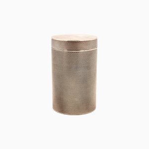 Guilloche Silver Box in Cylindrical Shape