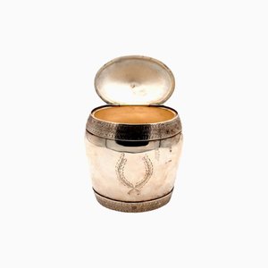 Silver Tea Box with Reliefs and Knob on the Lid