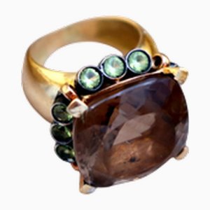 Gold and Silver Ring Inlaid with Chrysoprase