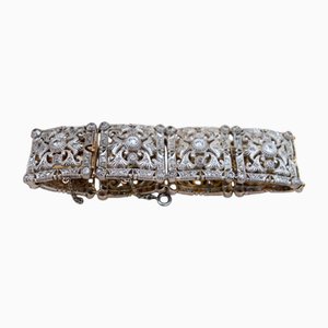 Gliederarmband aus Gold und Silber mit Diamanten