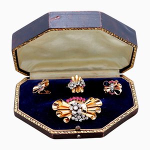 Brooch and Earrings and Ring, Set of 4