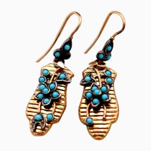 Gold Earrings with Reliefs, Set of 2