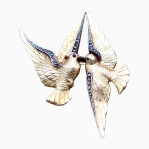 Gold Brooch with Two Doves