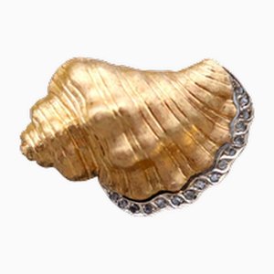 Goldbrosche mit Diamantsplittern