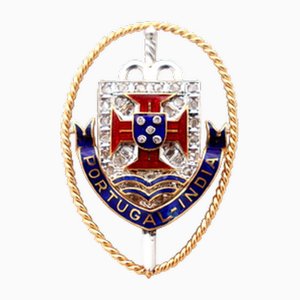 Brosche aus Gelb- und Weißgold mit Diamantsplittern