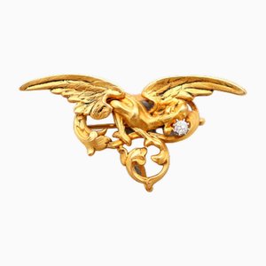 Goldbrosche in Vogelform