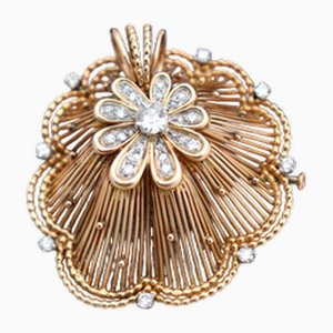 Goldbrosche mit Diamantsplittern
