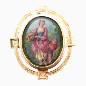 Gold Brooch Cut Out with Applications