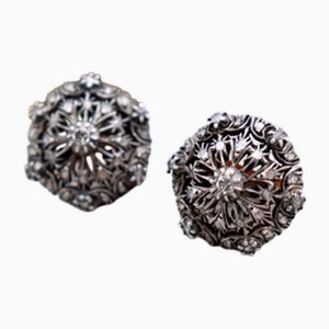 Boucles d'Oreilles Rondes en Or avec Diamants, Set de 2