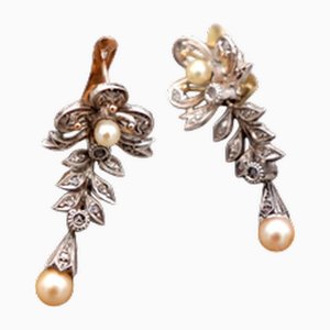 Ohrringe aus Gold und Silber mit Diamantsplittern, 2 . Set