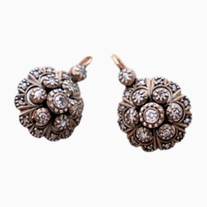 Gold and Silver Earrings with Diamonds, Set of 2