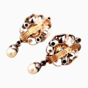 Ohrringe aus Gold und Silber mit Diamantsplittern, 2 . Set