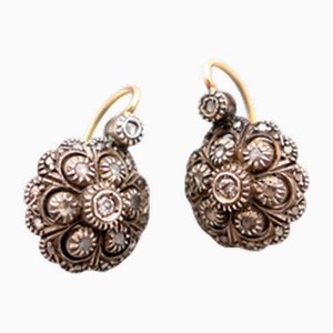 Ohrringe aus Gold und Silber mit Diamanten, 2 . Set