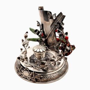 Silver Inkwell with Quill Holder