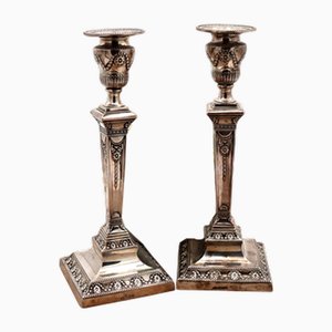 Geprägte Silberne Kerzenständer, 2er Set
