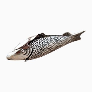 Silberner Zahnstocherhalter in Fischform