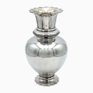 Flower Vase in Plain Silver with Wavy Rim