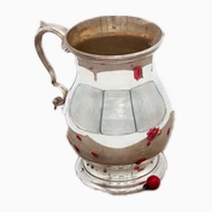 Plain Silver Water Jug with Embossed Handle