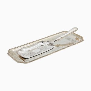 Silver Dessert Serving Spatula with Serving Platter, Set of 2