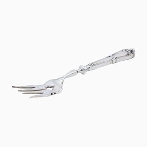 Silver Fish Serving Fork with Engravings, Cutouts, Relief and Shell-Shaped Handle