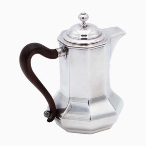 Silberne Kaffeekanne mit Griff aus Kastanienholz