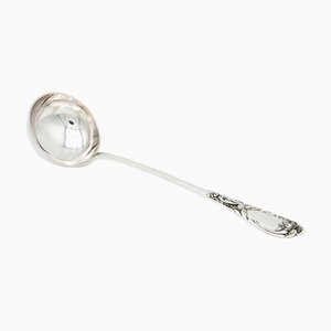 Silver Soup Ladle with Embossed Handle