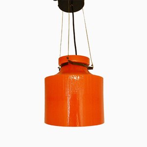 Lampe à Suspension en Verre Orange, 1970s