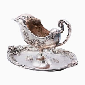 Silver Gravy Boat with Floral Motifs