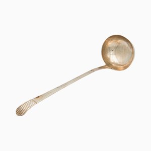 Smooth Silver Soup Ladle with Embossed Handle