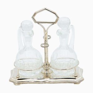 Menage mit Silberner Struktur und Sockel, 3 . Set