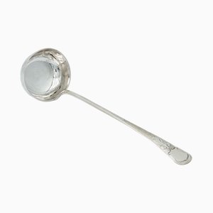 Soup Ladle in Plain Silver with Guilloche Pattern