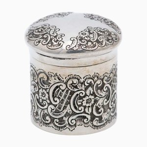 Topf aus geprägtem Silber mit zylindrischen Schriftrollen und Girlanden