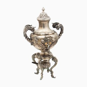 Engraved Silver Samovar and Legs