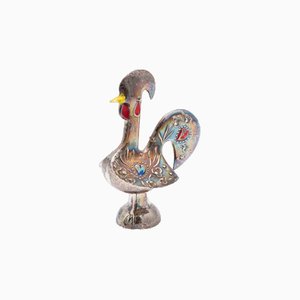 Gallo di Barcelos in argento a rilievo
