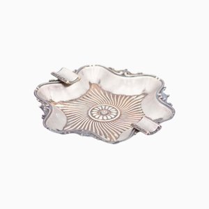 Embossed Silver Ashtray with Two Supports