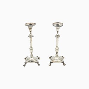 Silver Candlesticks with Square Base, Set of 2