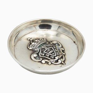 Rundes silbernes Catchall mit Wappen von Portugal