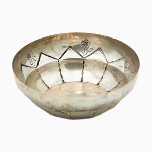 Cup-Shaped Silver Catchall with Floral Motifs