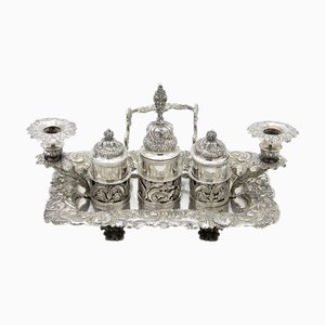 Embossed Silver Inkwell with Three Ink Tanks